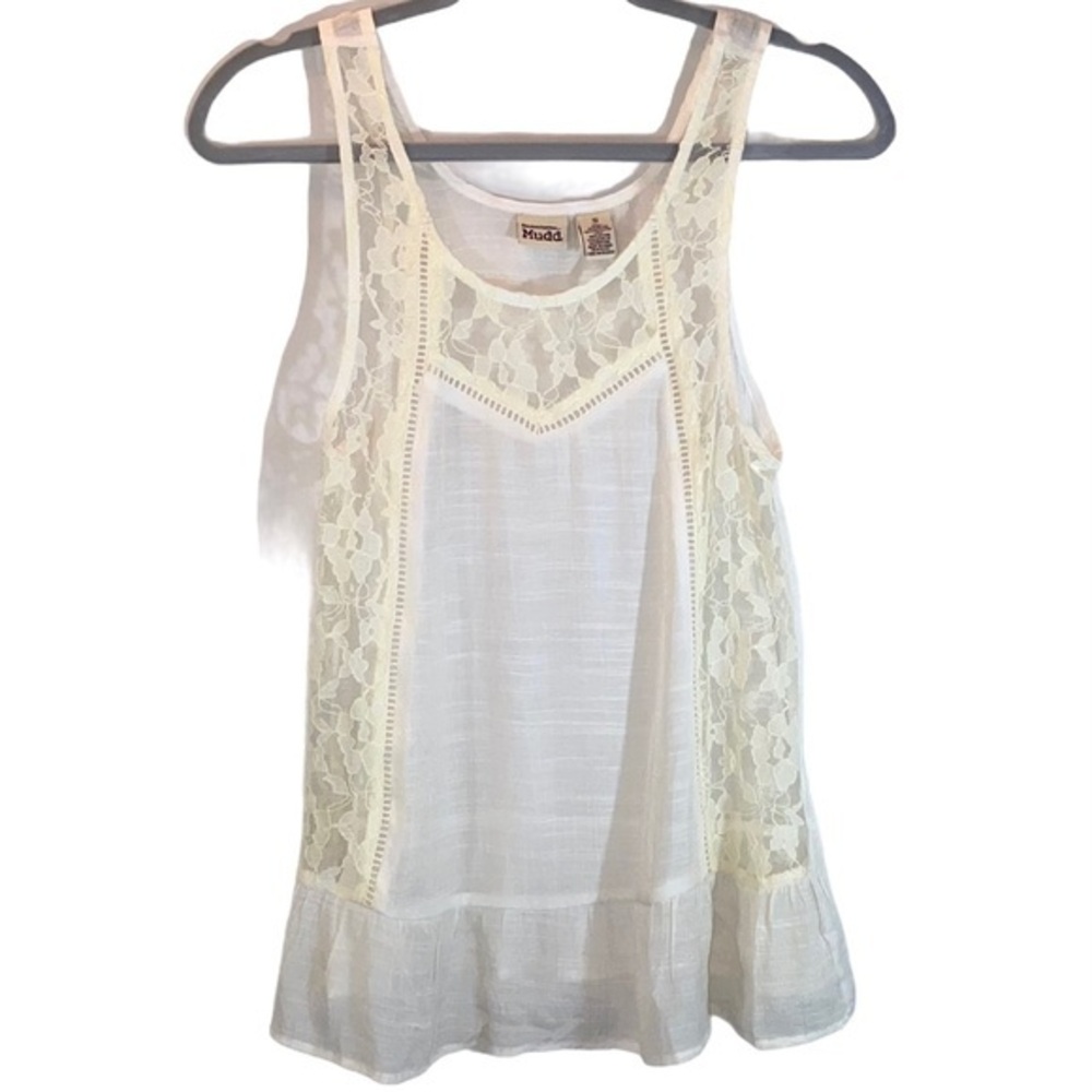 Mudd S ivory w lace BOHO sleeveless A-line blouse